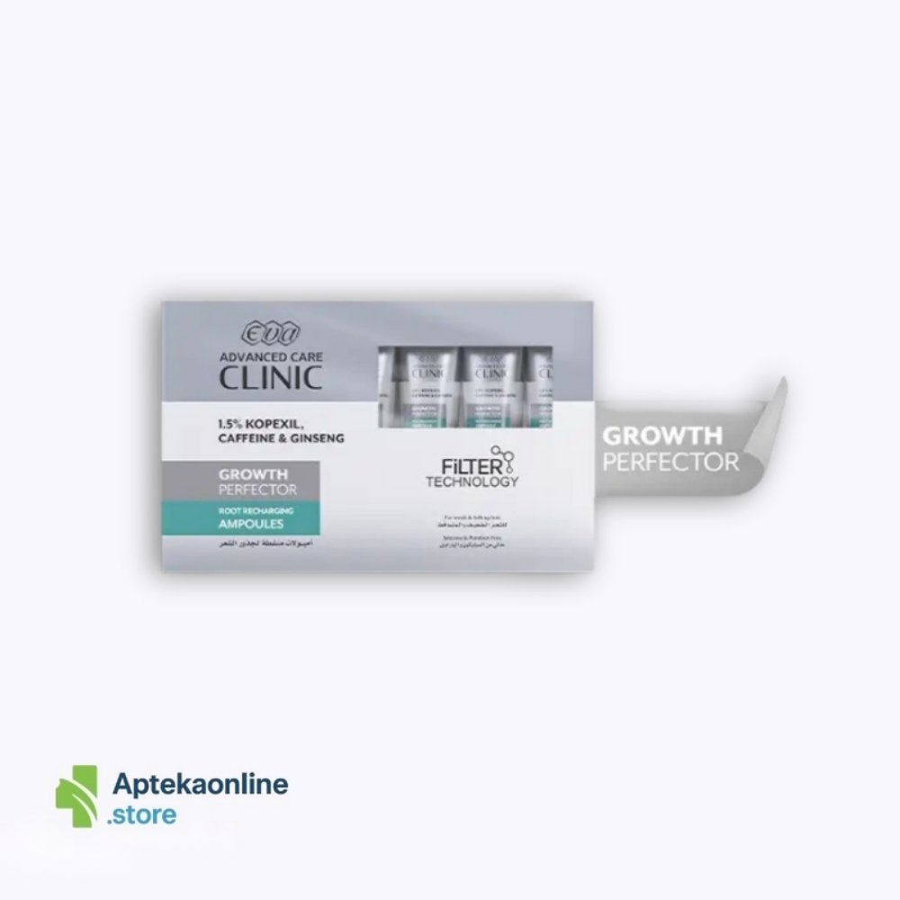 Eva Advanced Care Clinic Growth Perfector Root Recharging Ampoules For Weak & Falling Hair 6 Ml × 7 Ampoules